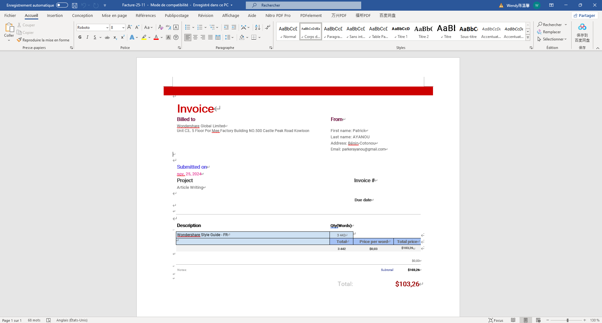  Insérer le PDF dans un document Word