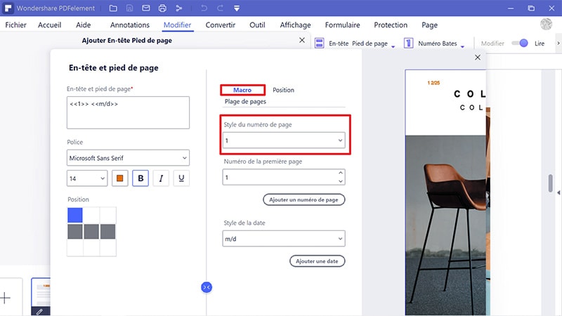 modifier la numérotation des pages sur un PDF