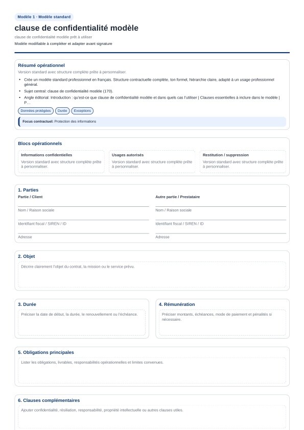 Clause de confidentialité modèle à télécharger