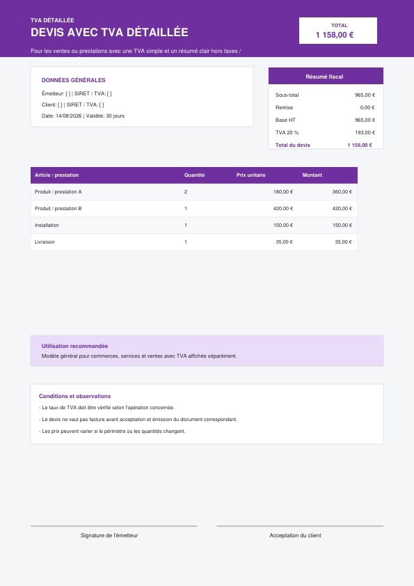 Excel: TVA simple