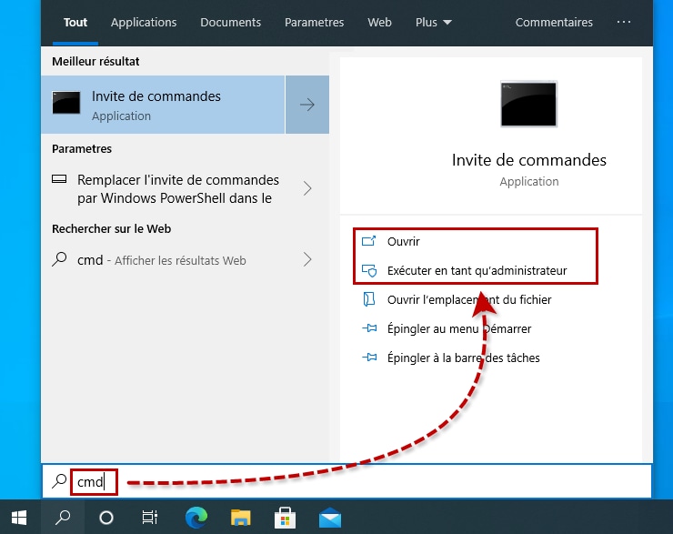 Ouvrez l’invite de commandes en tant qu’administrateur