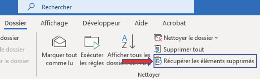 récupérer les éléments supprimés
