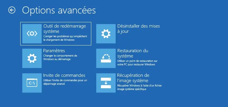 Réparation du démarrage