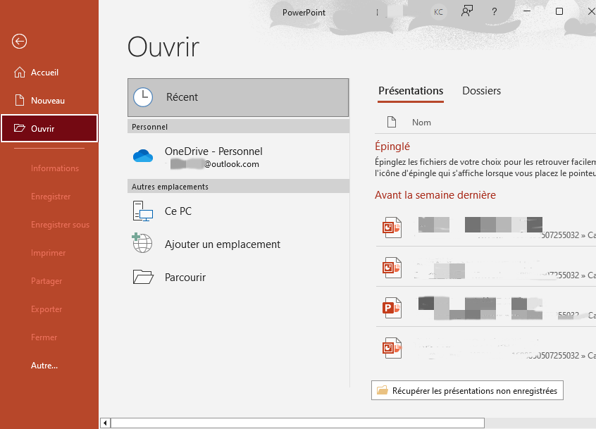 Récupérer les fichiers PowerPoint supprimés