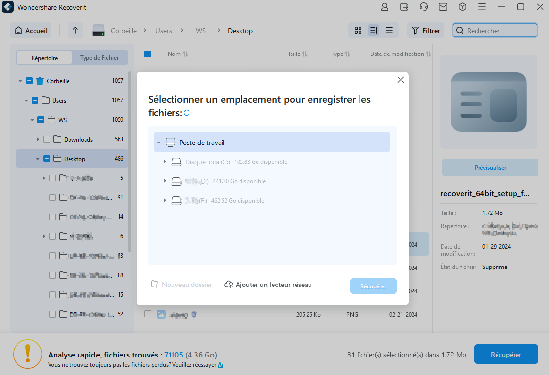 récupérer des données après l'analyse