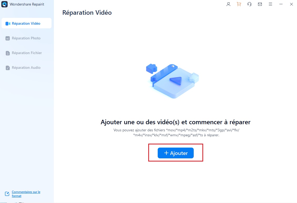 cliquez sur video repair