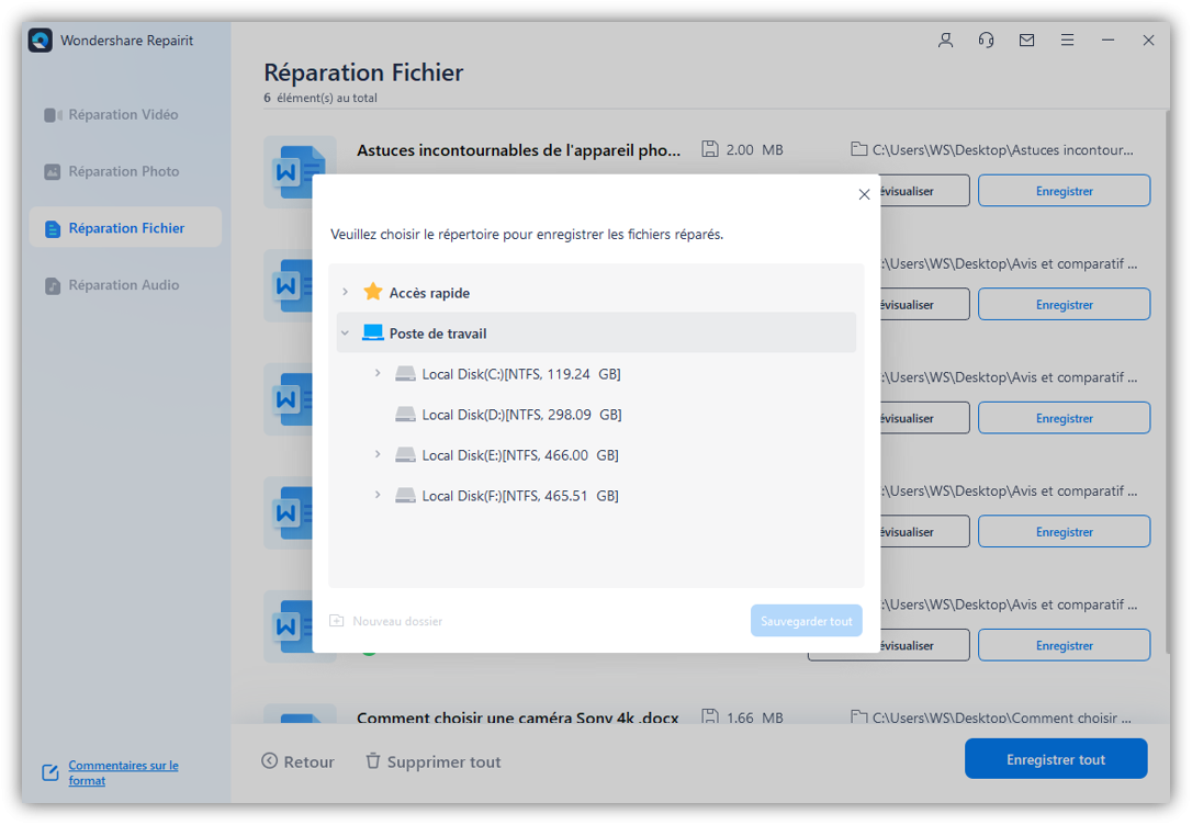 enregistrer le fichier