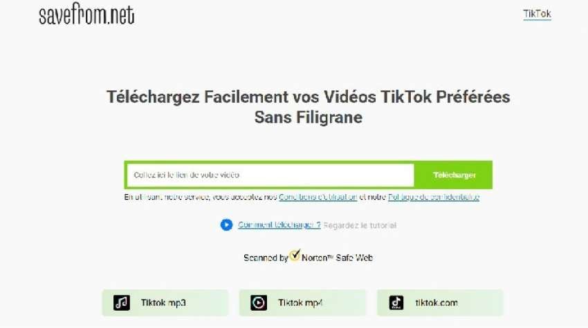 Savefrom.net-telecharger lien tiktok sans filigrane