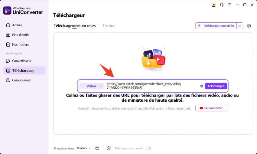 telecharger video tiktok 4k sur uniconverter