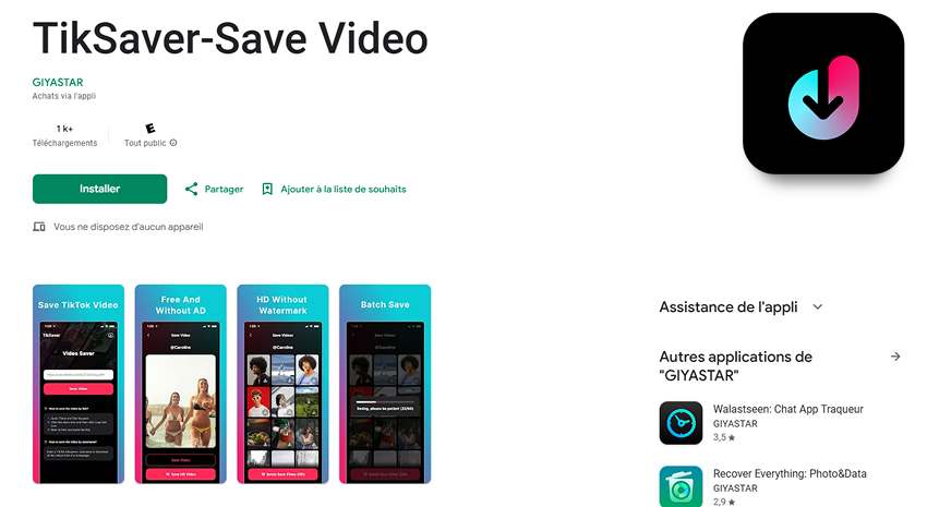 tiksaver telecharger tiktok video