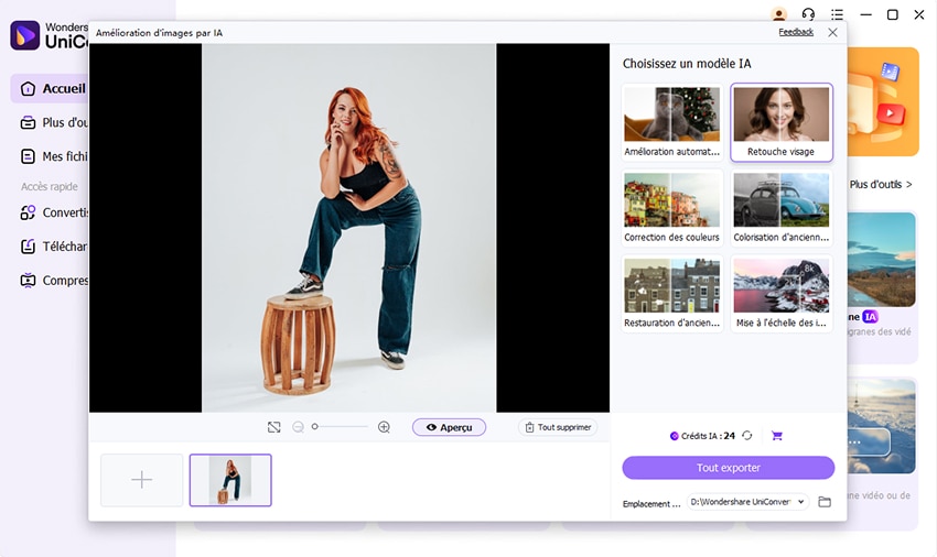 uniconverter - améliorer qualite iamge