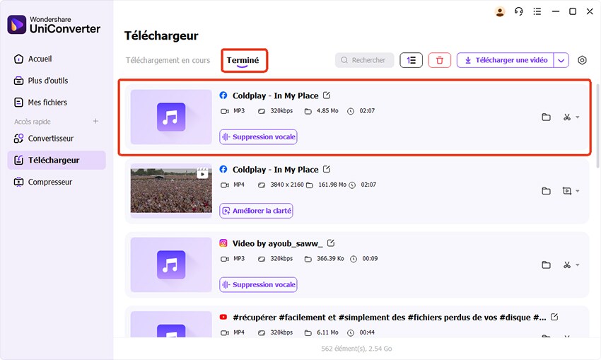 téléchargement de l'audio