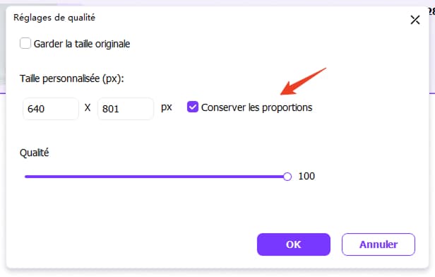 contrôle du rapport d'aspect dans l'uniconvertisseur