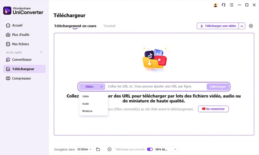 coller l'url de la vidéo facebook