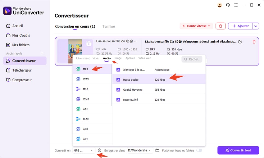 convertir mp3 dans extracteur vidéo audio mac