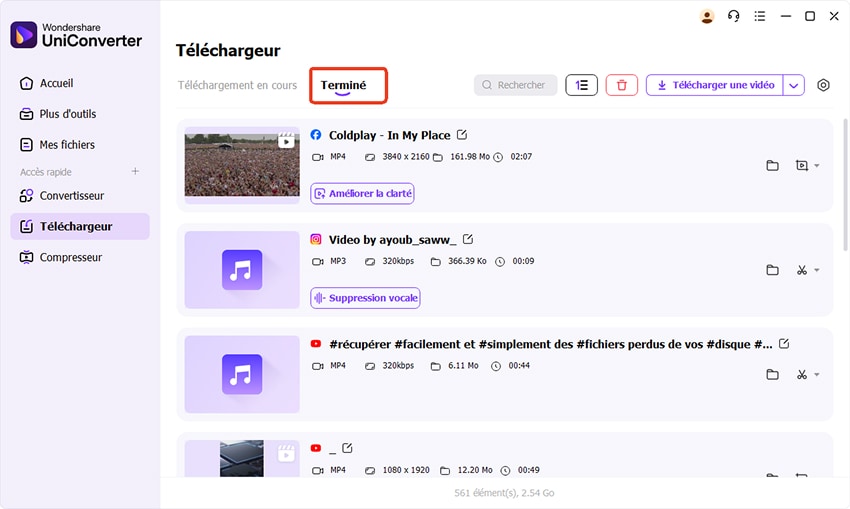 telecharger video facebook 4k avec uniconverter - étape 4