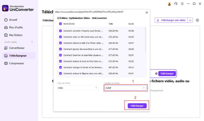 télécharger beaucoup de vidéos à la fois