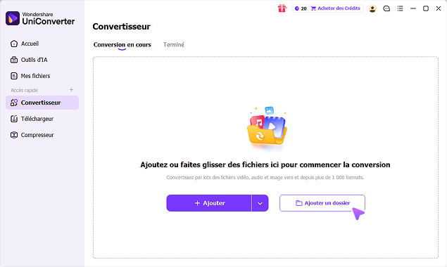 1. Ajoutez vos images ou un dossier