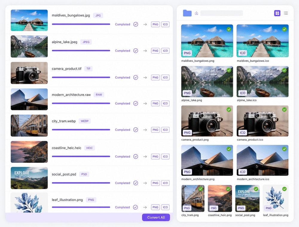 Convertissez vos PNG en ICO dans une file Desktop unique