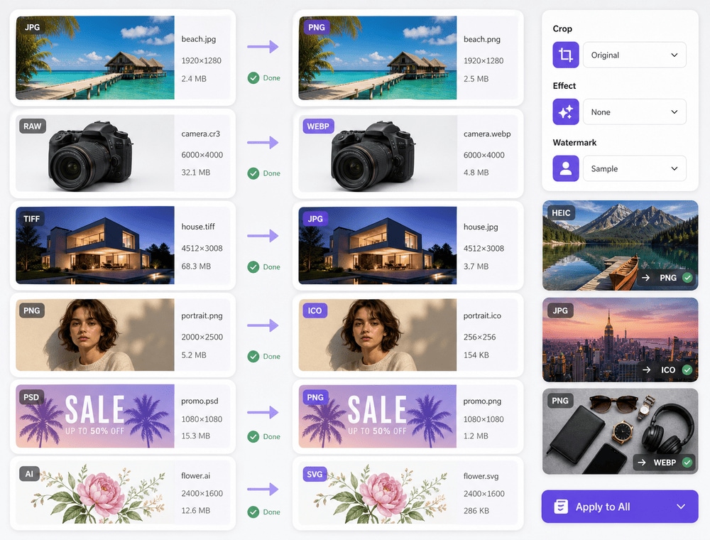 Faites une retouche légère avant conversion si l'image source le demande